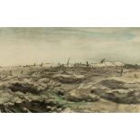 David Muirhead Bone (1876-1953) Battlefield lithograph 26 x 42cm; together with a lithograph of an