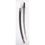 An early to mid 20th century sword, the curved blade with etched decoration, 76cm in length, overall