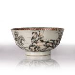 Export porcelain grisaille bowl Chinese, 18th/19th Century decorated around the exterior with
