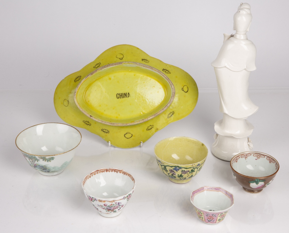 Group of ceramics Chinese, 19th Century and later to include an enamel decorated bowl with figures - Image 2 of 2