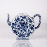 Blue and white teapot Chinese, Kangxi period (1662-1722) with a moulded body painted with a