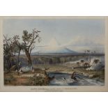 After Charles Heaphy (1820-1881) Mount Egmont, coloured lithograph pub'd by T Allom, 43.5cmx 60cm