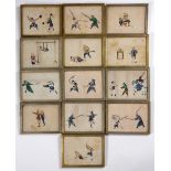 Collection of Chinese pith paintings of various scenes, all unsigned, each measures 16cm x 23cm (