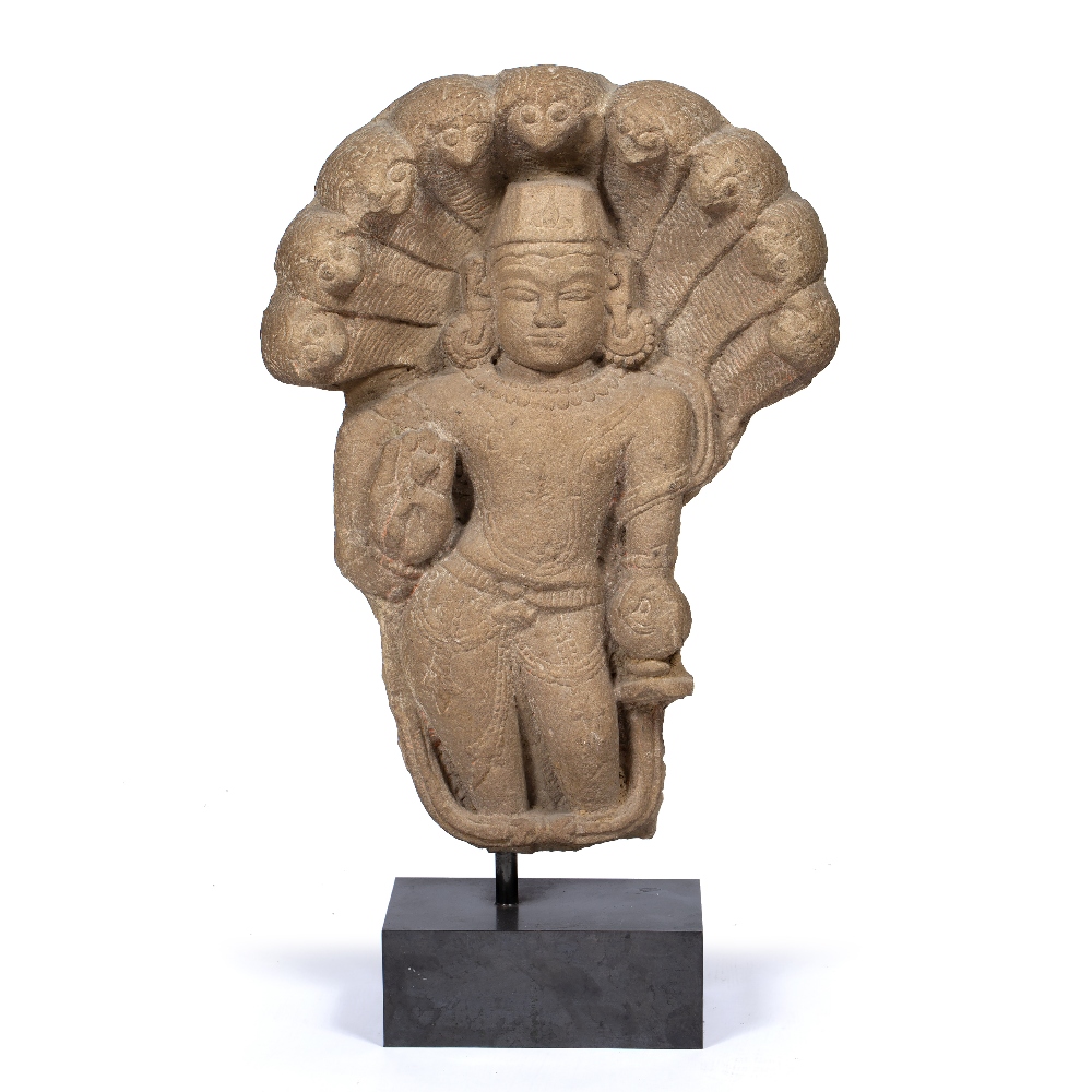 Sandstone carving of Nagaraja Indian, possibly Kushan period 2nd Century the standing figure with - Image 3 of 4