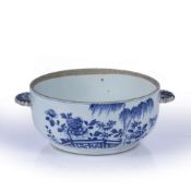 Blue and white bowl Chinese, circa 1800 decorated to the exterior depicting flowering plants, the