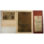 Five scrolls Chinese after the originals, including copies of Chou Ying and others (5) Condition: at