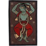 Jamini Roy (1887-1972) Dancer, painted on card, signed lower right, framed and glazed, 21.5cm x 14cm