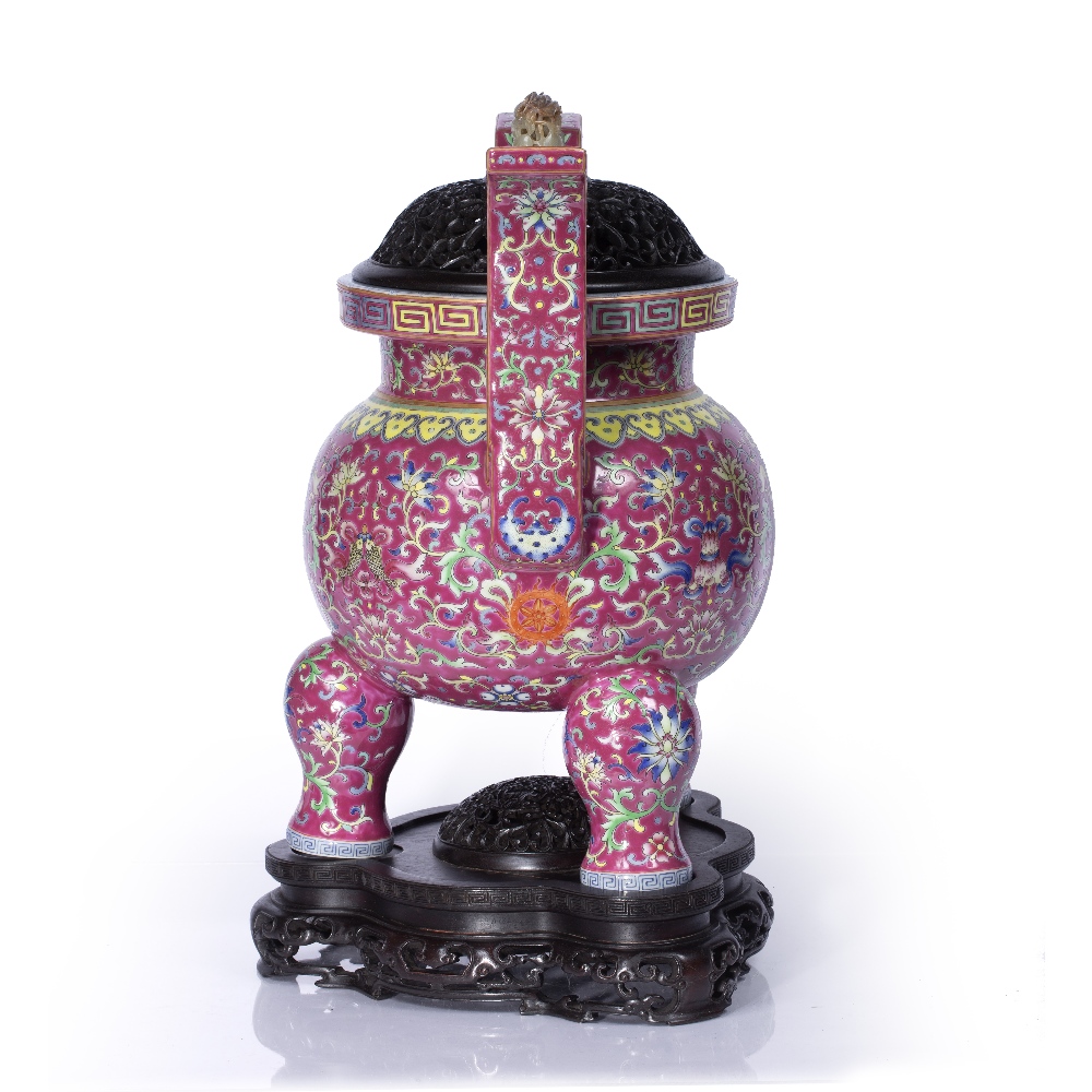 Porcelain 'Bajixiang' tripod censer Chinese, 18th/19th Century decorated with famille rose enamels - Image 3 of 12