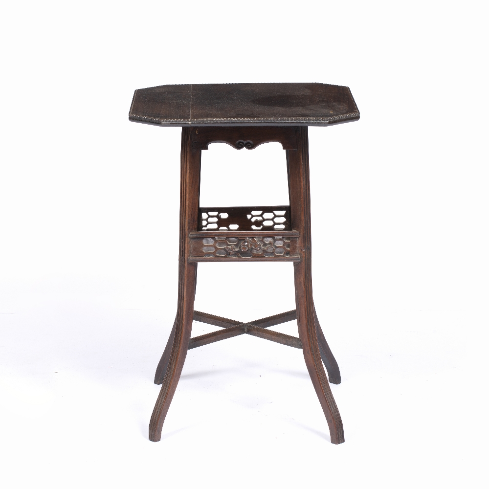Hardwood occasional table Chinese with shaped upper tier depicting cloud motifs, the lower tier with