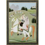 Ustad Haji Muhammad Sharif (1889-1978) 'Prince Salam and Anarkali' painting on paper, signed in