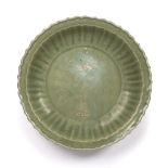 Large longquan celadon charger Chinese, Ming Dynasty (1368-1644) with large curving walls incised