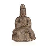 Bronze figure Chinese, Ming period depicting an official sitting down in his traditional robes, with