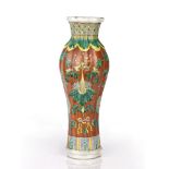 Canton fluted porcelain vase Chinese, 19th Century the heavily potted vase painted in enamels with
