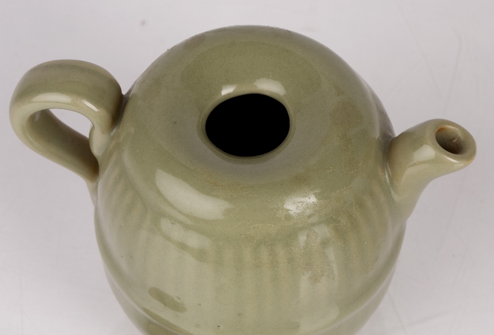 Celadon lidded teapot Chinese, Yuan / Ming dynasty with a lobed rim, 9.5cm high Condition: lid has a - Image 3 of 4