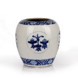 Blue and white porcelain vase/jar Chinese, Kangxi (1662-1722) of ribbed form, and painted with