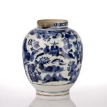 Arita blue and white jar Japanese, Edo period circa 1655-1670s decorated to the body with figures