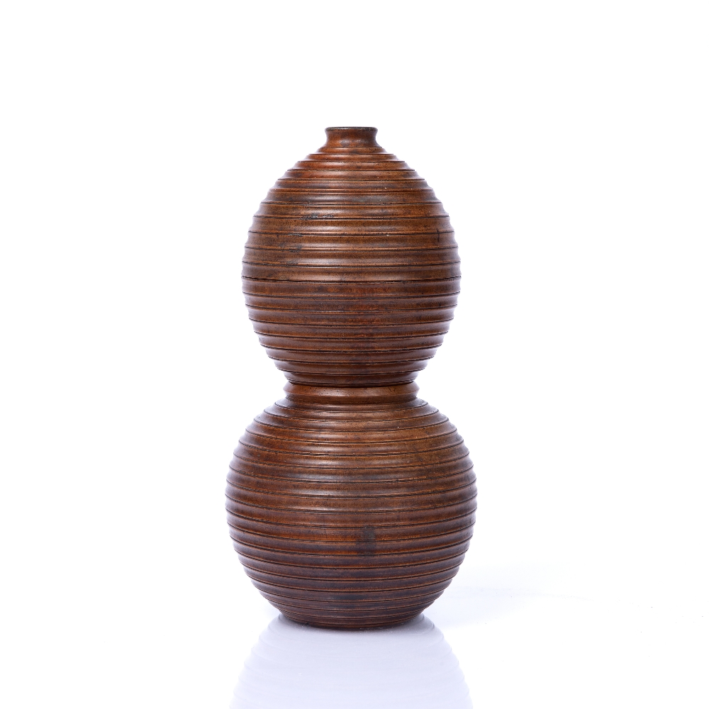 Pale brown lacquer Sake bottle, cup and rice bowl Japanese, Showa period (1926-1989) formed as a - Image 2 of 4