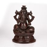 Hardwood model of Ganesh Indian with double lotus base, 34.5cm high Condition: wear and marks to the