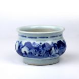 Blue and white vase Chinese, 18th Century decorated to the exterior with a landscape scene with