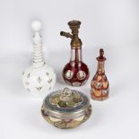 Four pieces of coloured Bohemian glass for the Islamic market 19th Century all with floral