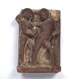 Carved relief sandstone panel North or Central India, possibly 9th/10th Century depicting Gana and