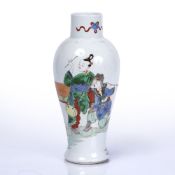 Wucai decorated vase Chinese, Yongzheng period (1723 - 1735) painted in enamels depicting two