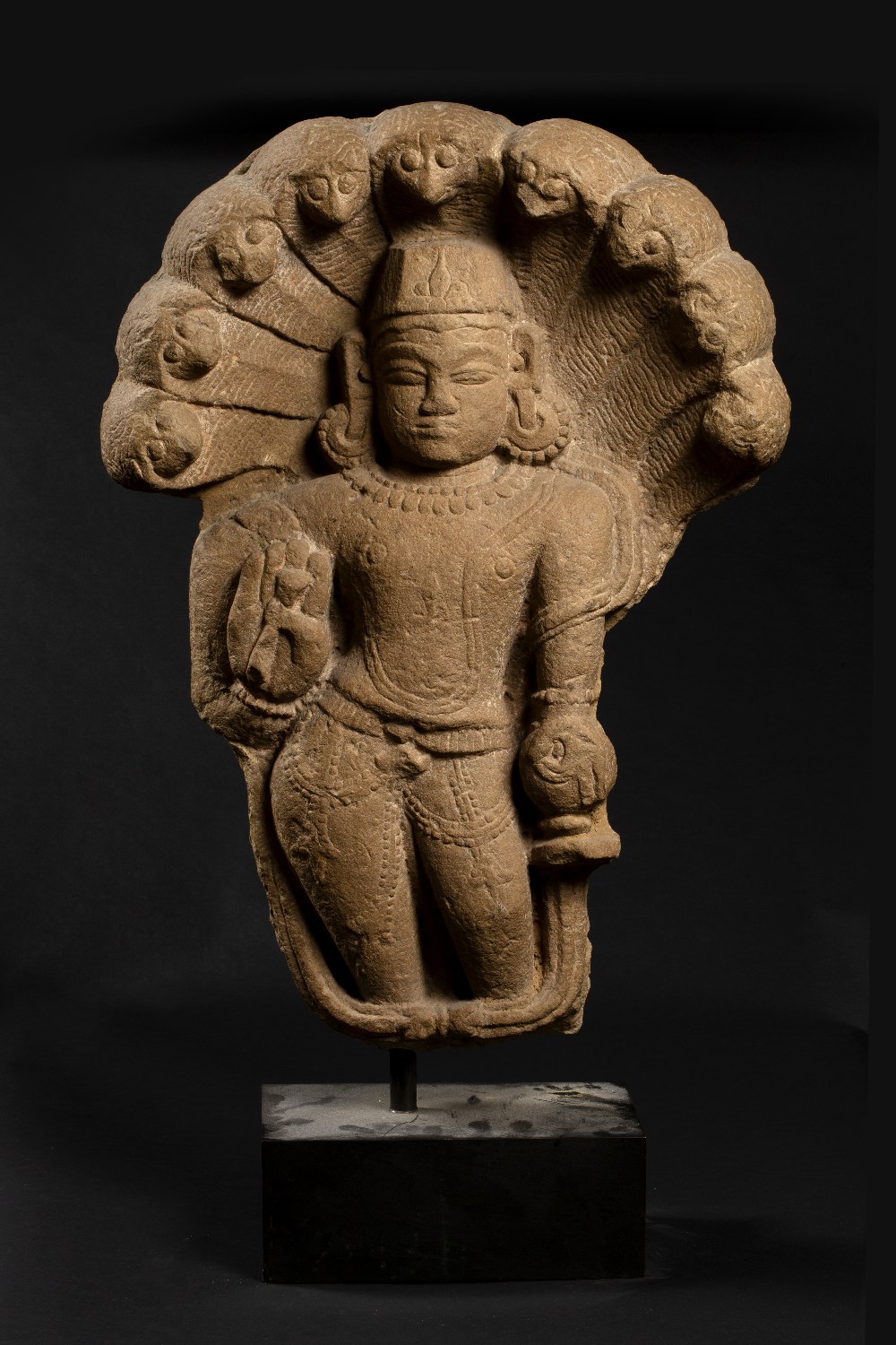 Sandstone carving of Nagaraja Indian, possibly Kushan period 2nd Century the standing figure with - Image 2 of 4