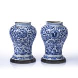 Pair of blue and white inverted baluster vases Chinese, Kangxi period (1661 - 1722) each painted
