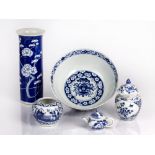 Group of blue and white porcelain Chinese to include a bowl decorated to the exterior with