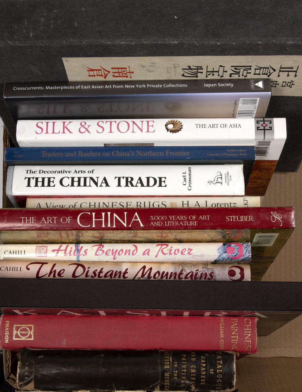 Collection of Asian reference books including 'Treasures of the Shosoin-The South Section', Cohn,