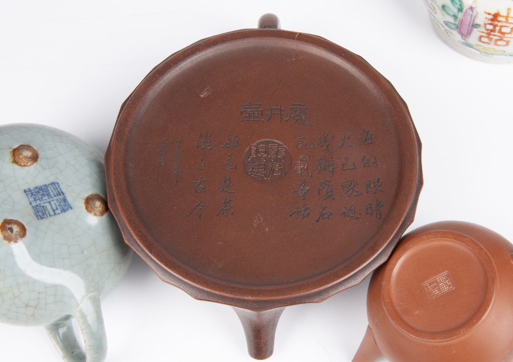 Group of five teapots Chinese to include two Yixing examples, two ceramics and a celadon teapot ( - Image 3 of 3