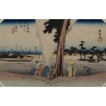 Ando Hiroshige (1797-1858) '53 stations of the Tokaido Road, No 30, Hamamatsu: Winter scene'