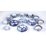 Collection of blue and white teabowls and saucers Chinese, 17th Century and later including six