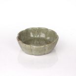 Celadon brush washer Chinese, 20th Century with a crackleware glaze and lobed rim, with a Qianlong