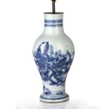 Blue and white vase Chinese, Kangxi period (1662-1722) decorated to the body with a mountainous