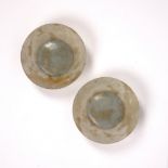 Grey and brown mottled eggshell jade bowls Chinese, 19th Century of translucent colour, 13cm x 3.5cm