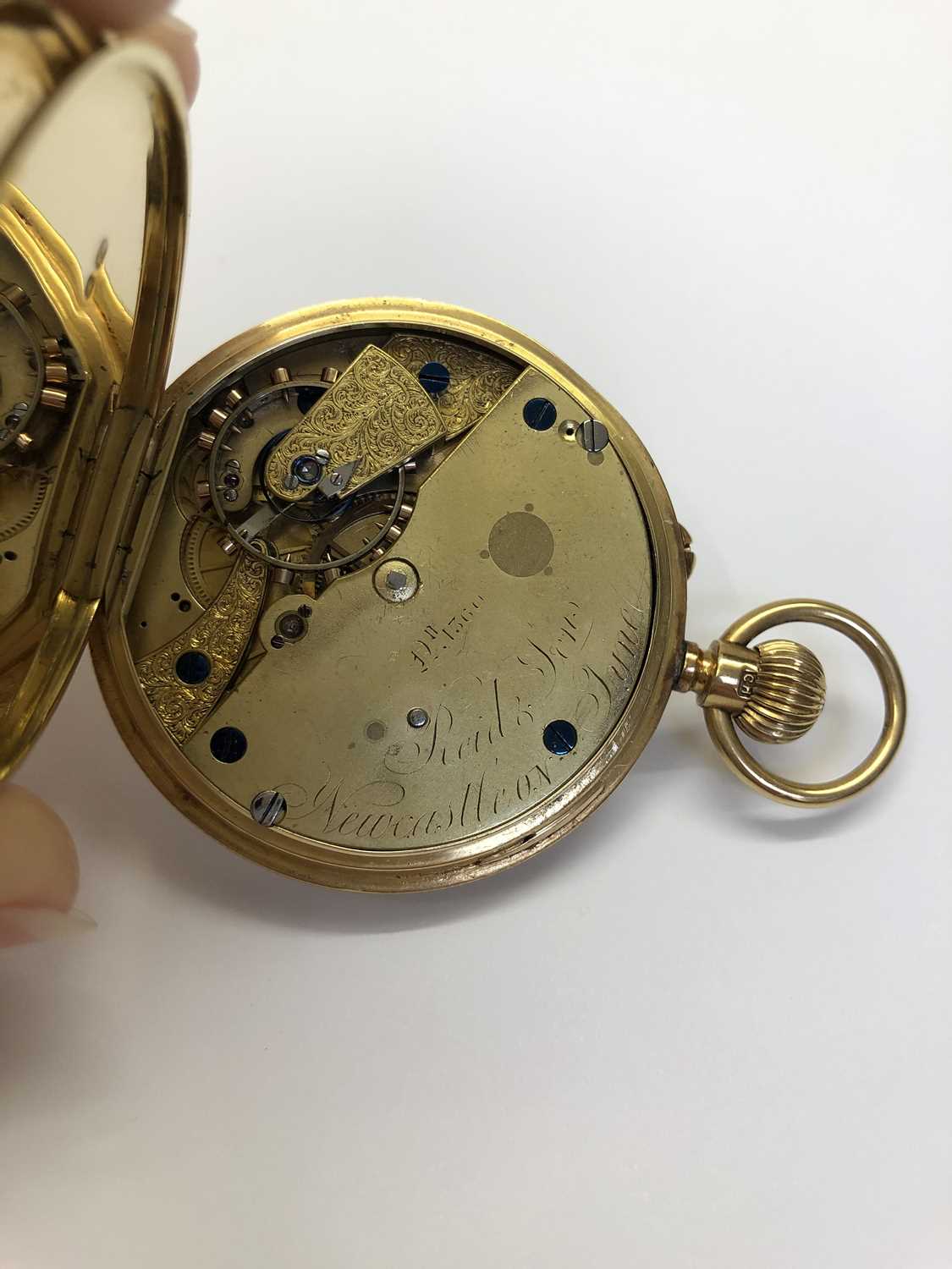 A Victorian 18ct gold open face pocket watch, the white enamel dial with Roman numerals, - Image 4 of 10