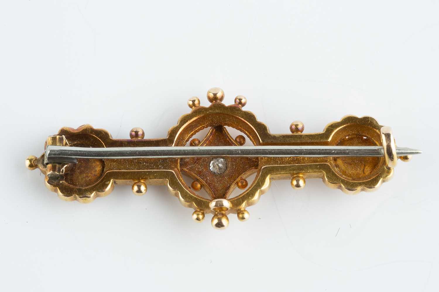 A late Victorian diamond set panel brooch, centred with an old-cut diamond set lozenge, with - Image 2 of 2