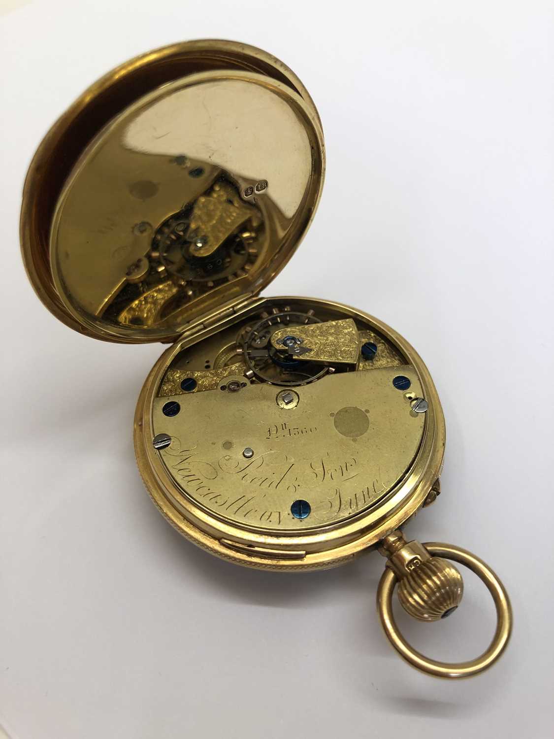 A Victorian 18ct gold open face pocket watch, the white enamel dial with Roman numerals, - Image 5 of 10