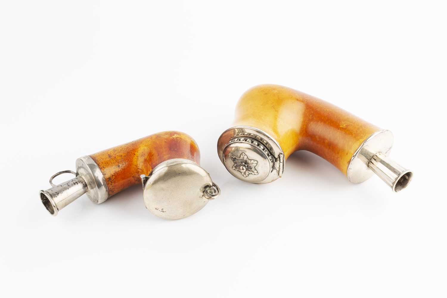 A 19th century Continental, possibly Austrian, silver mounted meerschaum pipe, with hinged cover,