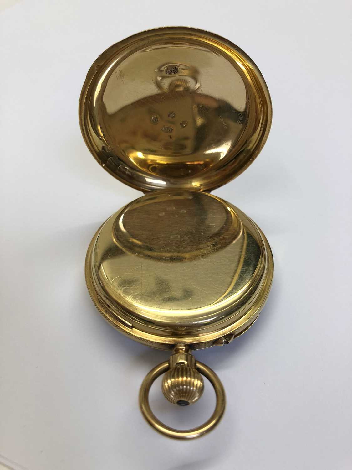 A Victorian 18ct gold open face pocket watch, the white enamel dial with Roman numerals, - Image 8 of 10