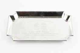 Of Great Western Railway Interest: A silver rectangular small tray, with re-entrant corners, with
