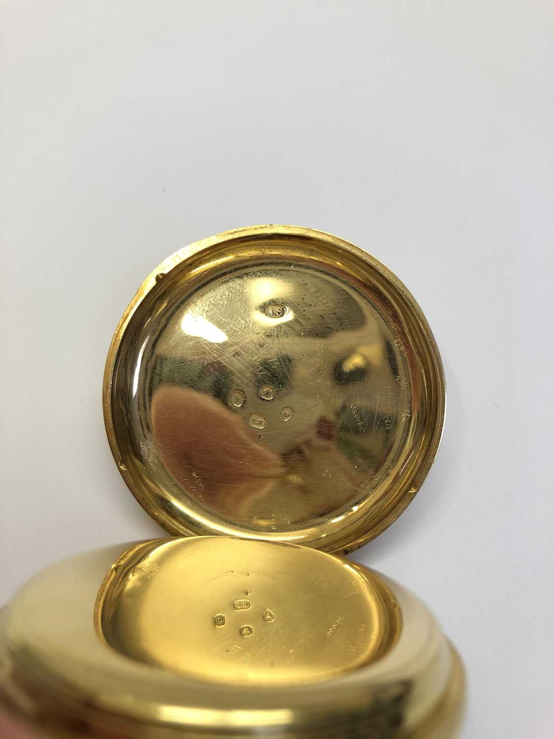 A Victorian 18ct gold open face pocket watch, the white enamel dial with Roman numerals, - Image 6 of 10