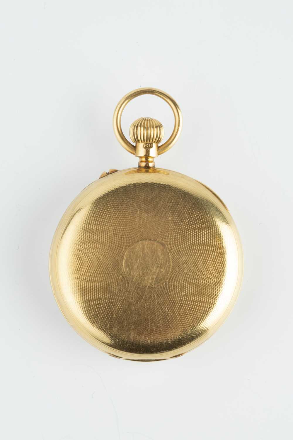 A Victorian 18ct gold open face pocket watch, the white enamel dial with Roman numerals, - Image 2 of 10