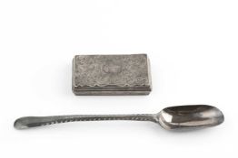 An early Victorian silver rectangular small box, engraved with scrolling foliage, by Nathaniel