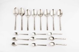 A silver Art Deco style part service of flatware, with fluted tapered handles by Viners Ltd,