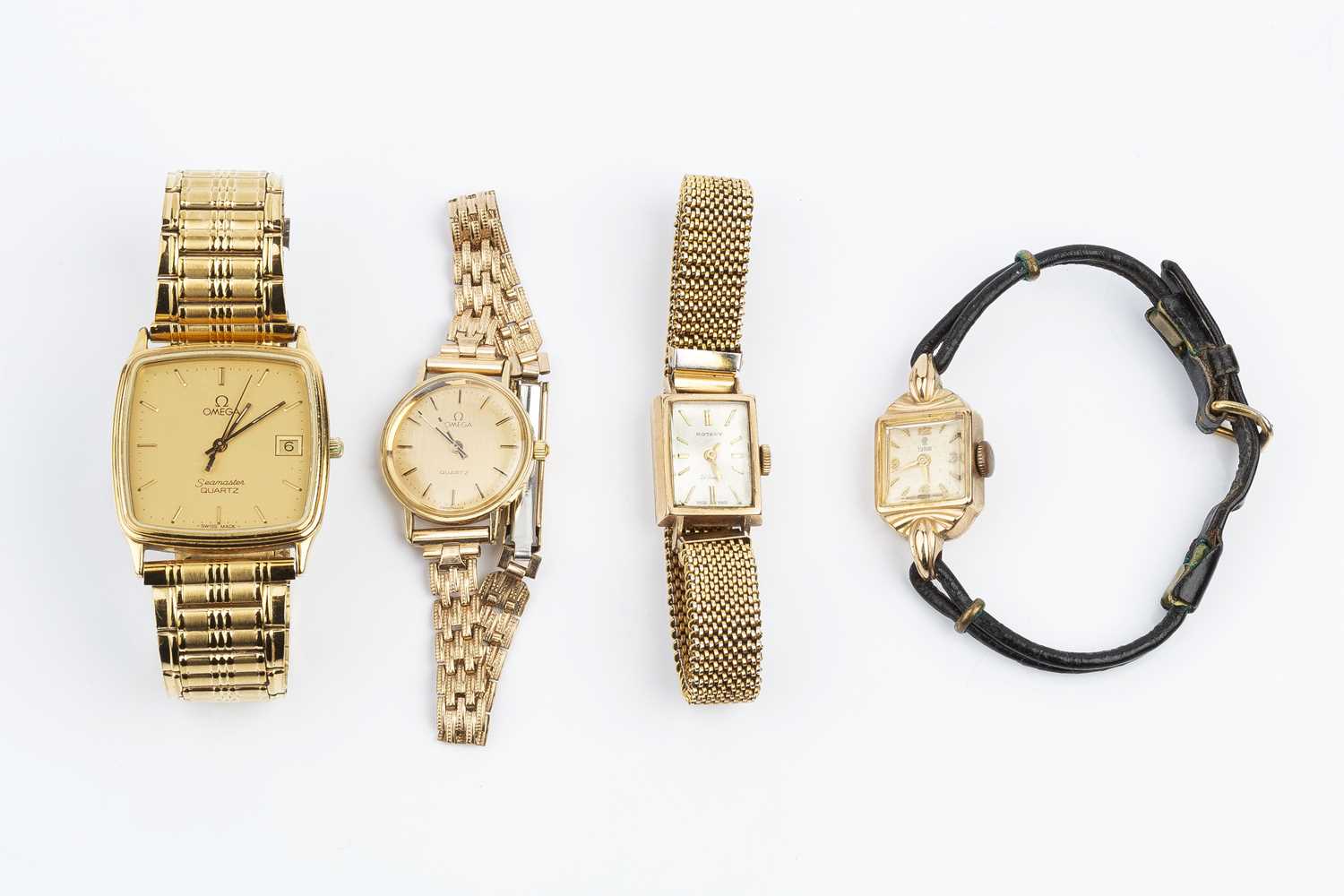 A collection of wristwatches, comprising a gentleman's gilt metal cased 'Seamaster quartz'