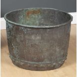 An antique copper copper with folded rim, 53cm diameter x 37.5cm highCondition report: At present,