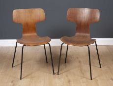 Arne Jacobsen for Fritz Hansen, a pair of 'Hamer' chairs, marked beneath and dated 1969 and 197041cm