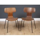 Arne Jacobsen for Fritz Hansen, a pair of 'Hamer' chairs, marked beneath and dated 1969 and 197041cm